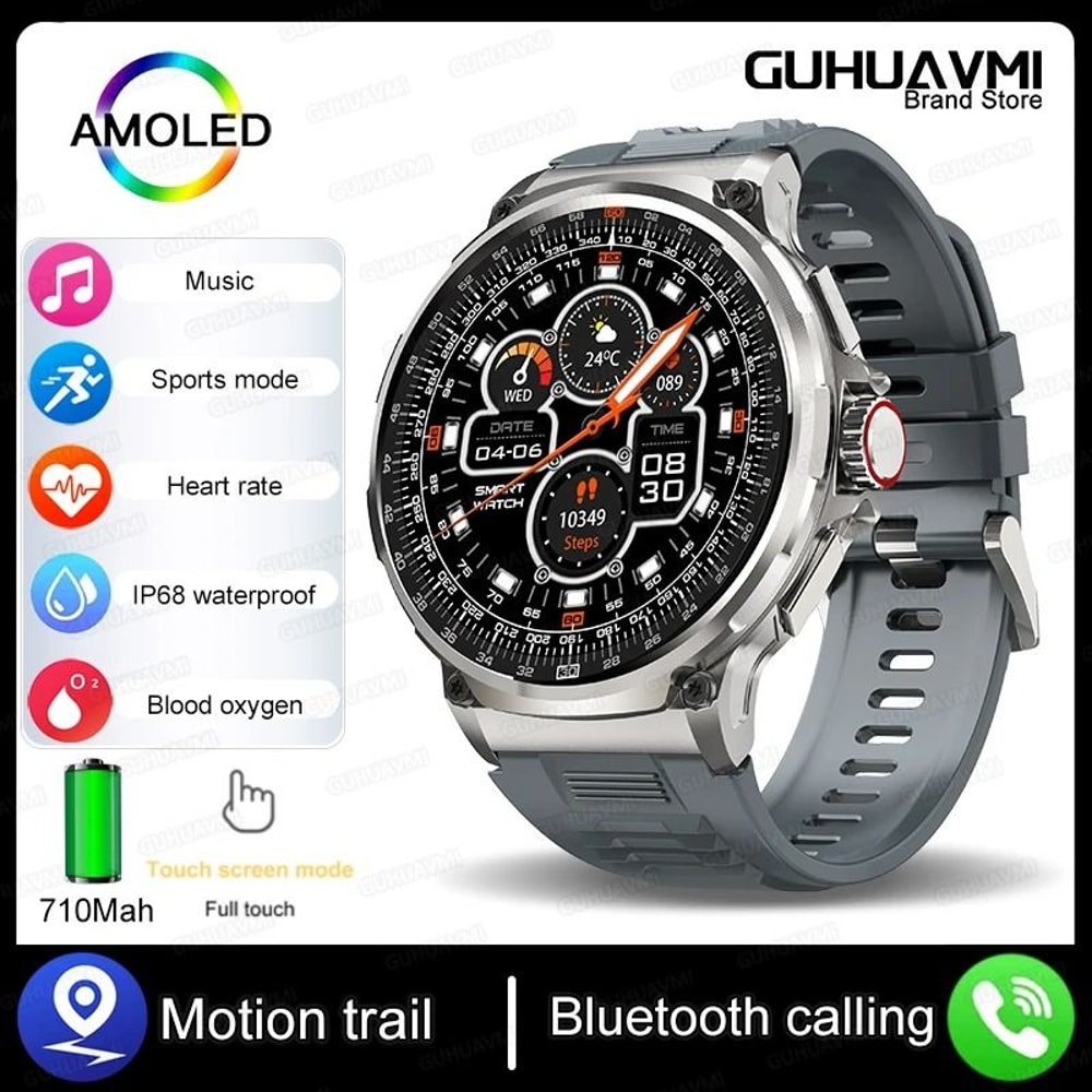 185inch Ultra HD AMOLED Smartwatch GPS Bluetooth Call Executive 710mAh Sport Fitness System 7