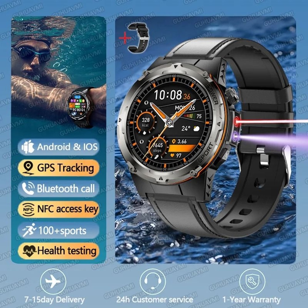 2026 TRex 3 GPS Military Smartwatch UV Infrared Sensor Executive 3ATM Waterproof NFC Sports Syst 9