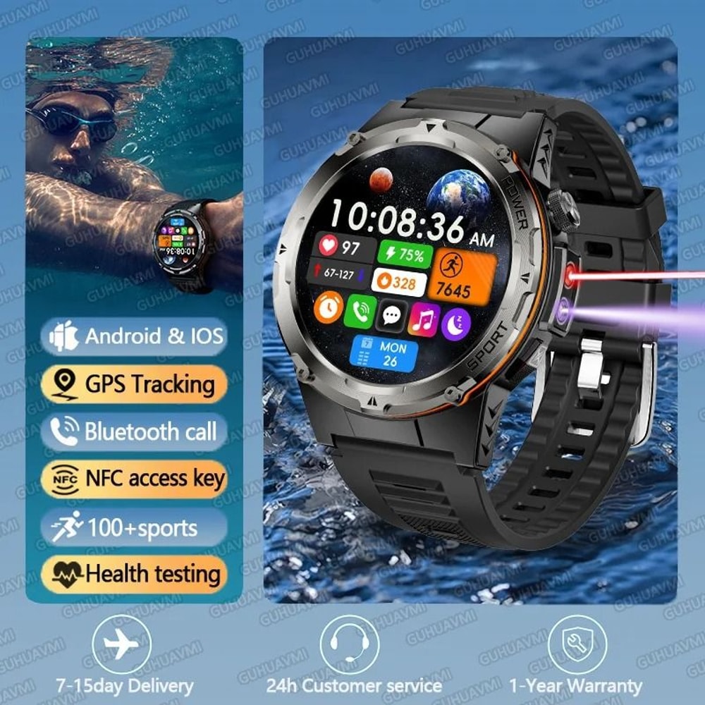 2026 TRex 3 GPS Military Smartwatch UV Infrared Sensor Executive 3ATM Waterproof NFC Sports Syst 6