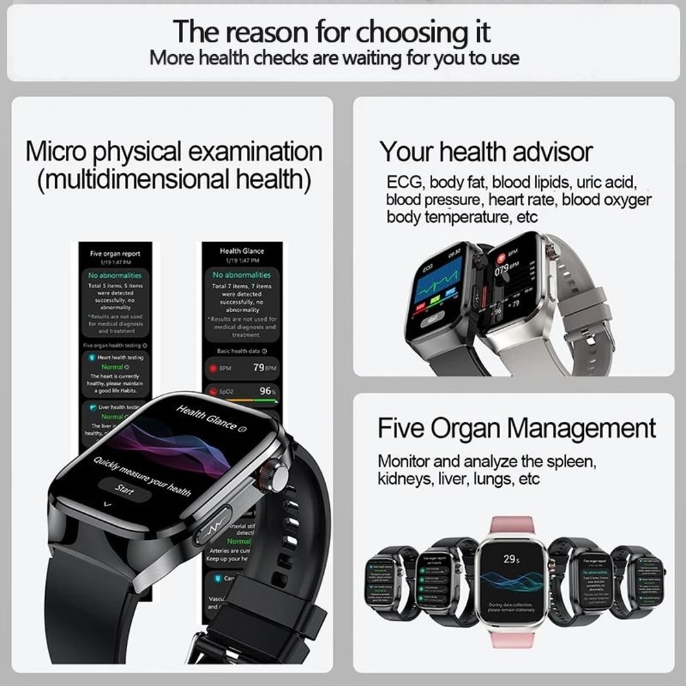 2026 AI Laser Diagnosis Smartwatch ECGPPG Metabolic Health Tracker Executive Uric Acid Blood Lip 5