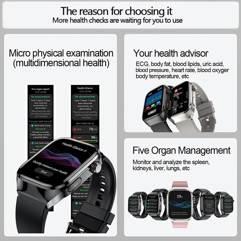 2026 AI Laser Diagnosis Smartwatch ECGPPG Metabolic Health Tracker Executive Uric Acid Blood Lip 5