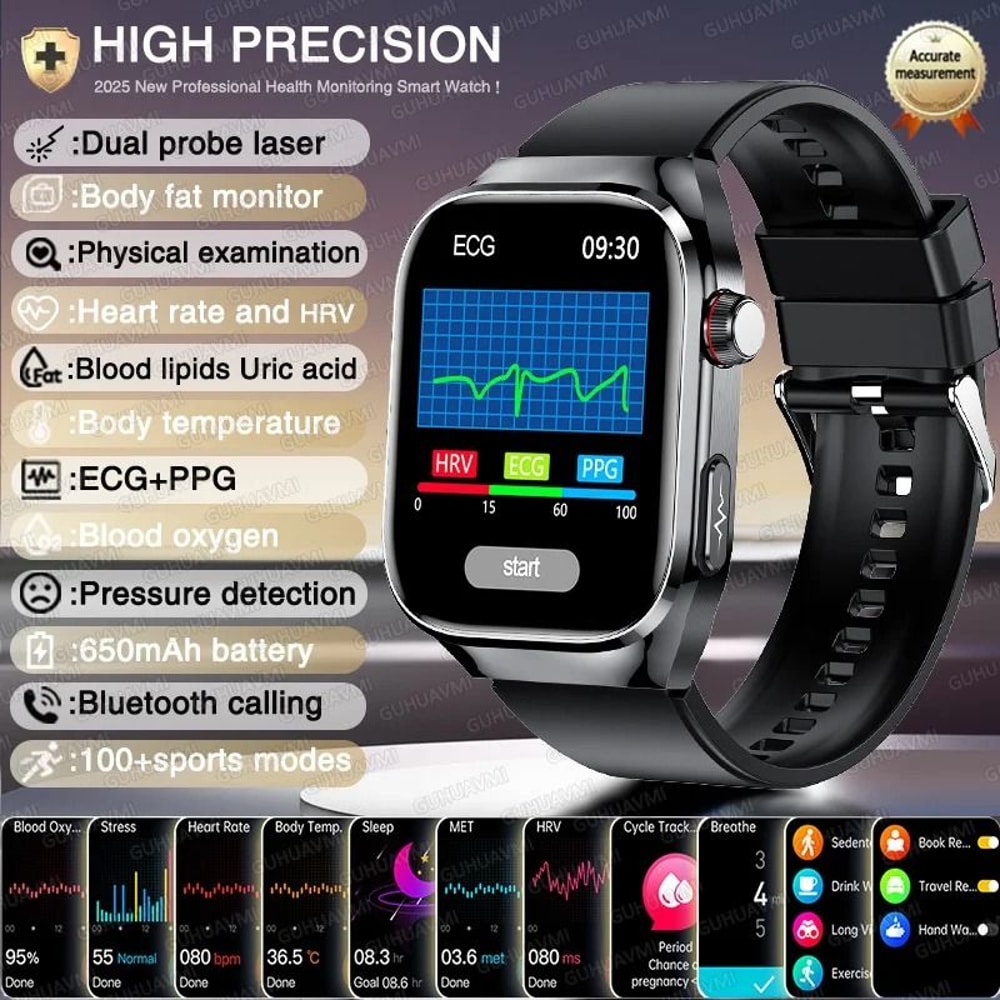2026 AI Laser Diagnosis Smartwatch ECGPPG Metabolic Health Tracker Executive Uric Acid Blood Lip 7