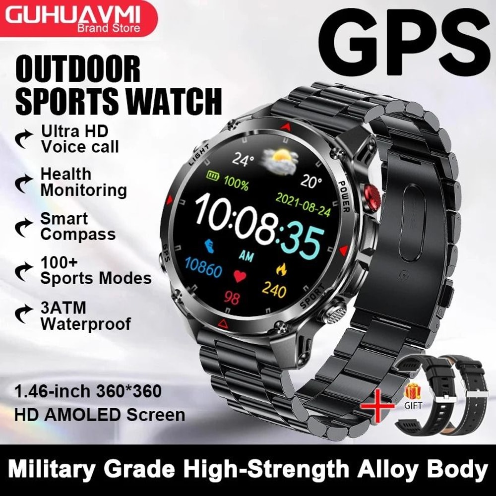 2025 GPS Map Navigation Smartwatch AMOLED HD Display Compass Executive 3ATM Waterproof NFC Bluet 19
