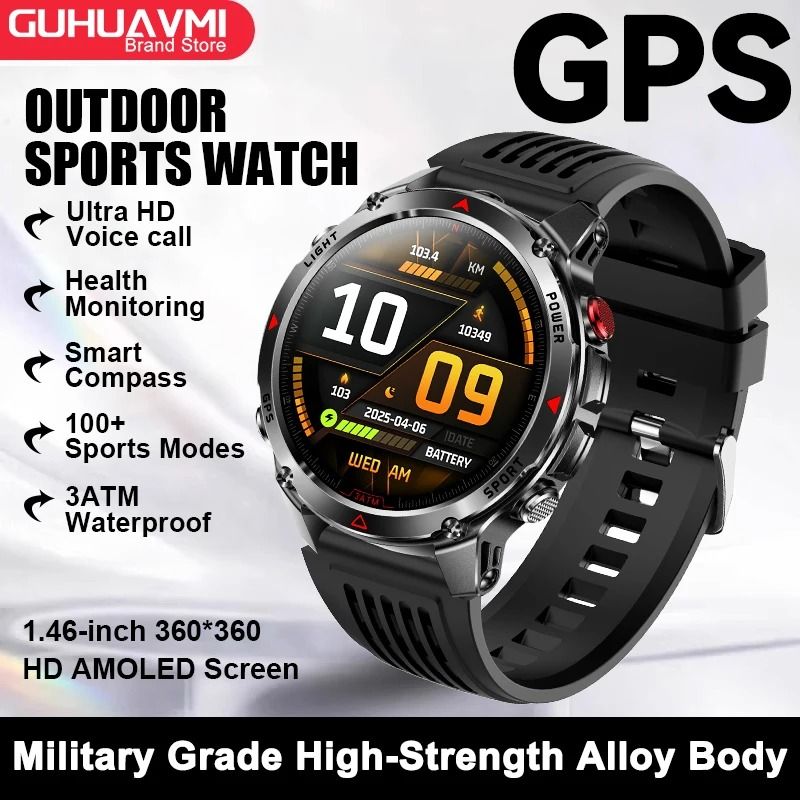 2025 GPS Map Navigation Smartwatch AMOLED HD Display Compass Executive 3ATM Waterproof NFC Bluet 7