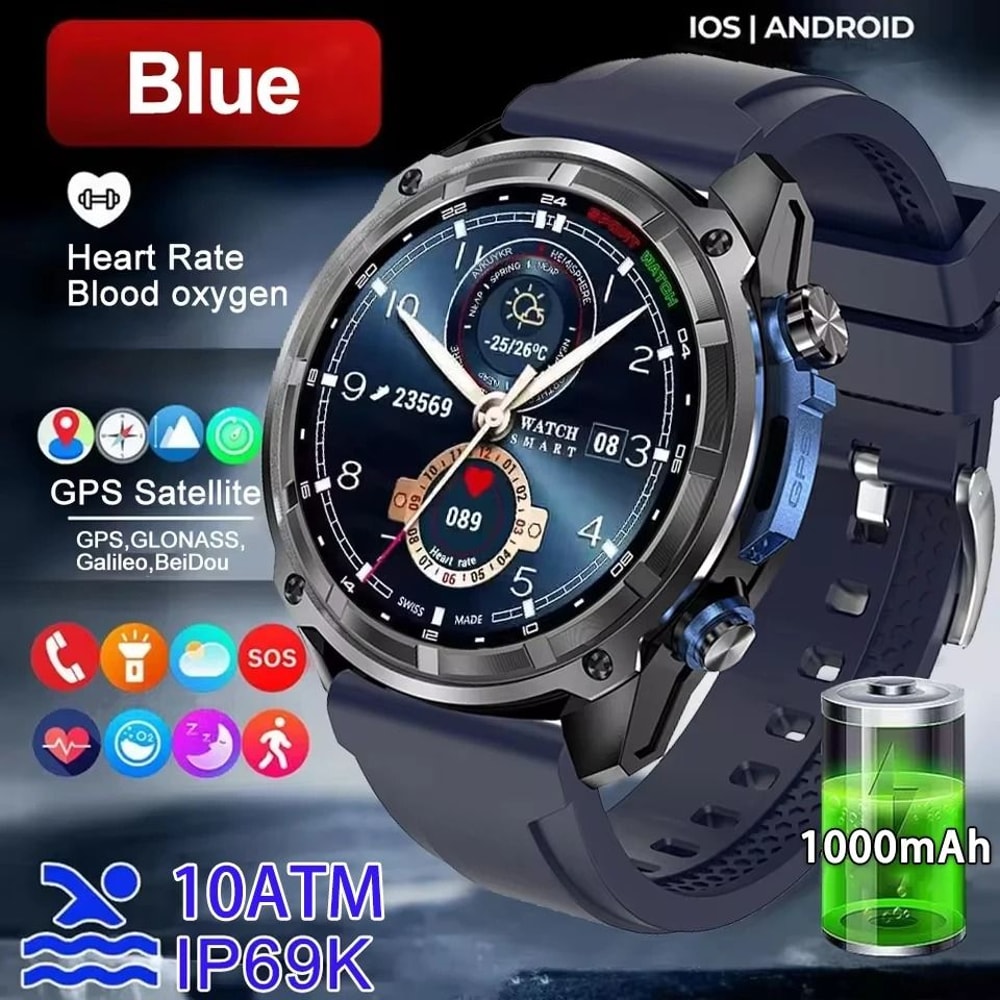 2026 Tactical Offline Map Smartwatch 4GB Route Navigation GPS Executive 10ATM Waterproof Militar 6