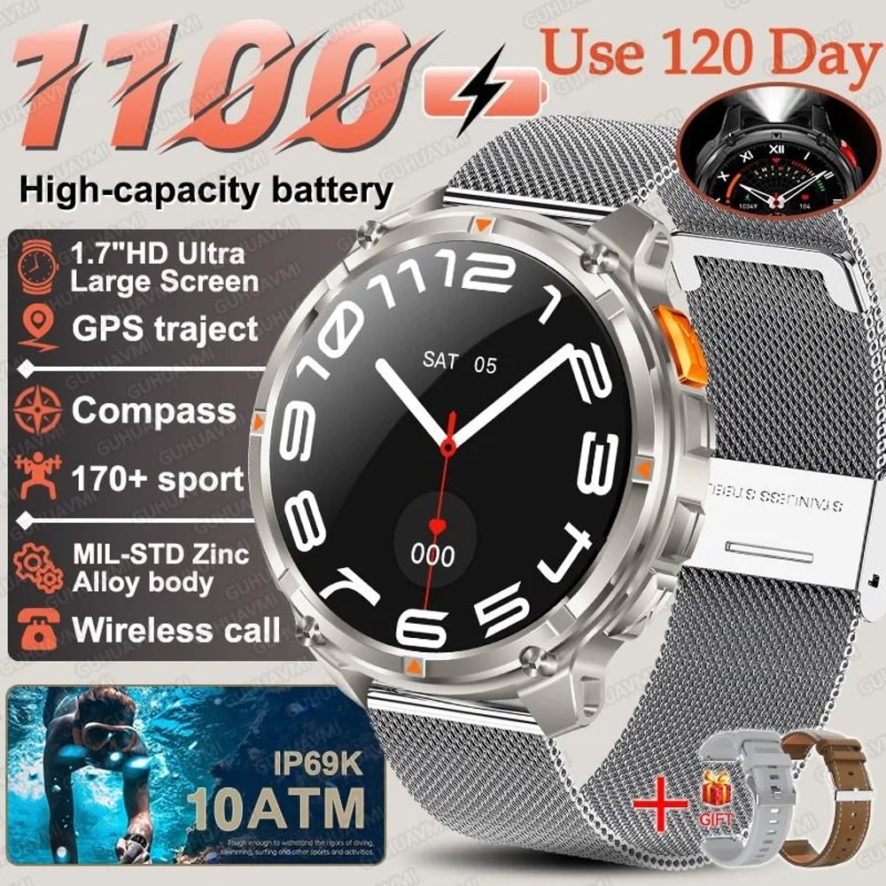 TRex 3 Pro Military Smart Watch 1100mAh Battery GPS Compass Rugged 10ATM Waterproof Sports Track 16