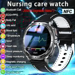 2025 nursing health smart watch | ecg & uric acid body analysis | executive blood lipid & bp monitoring suite