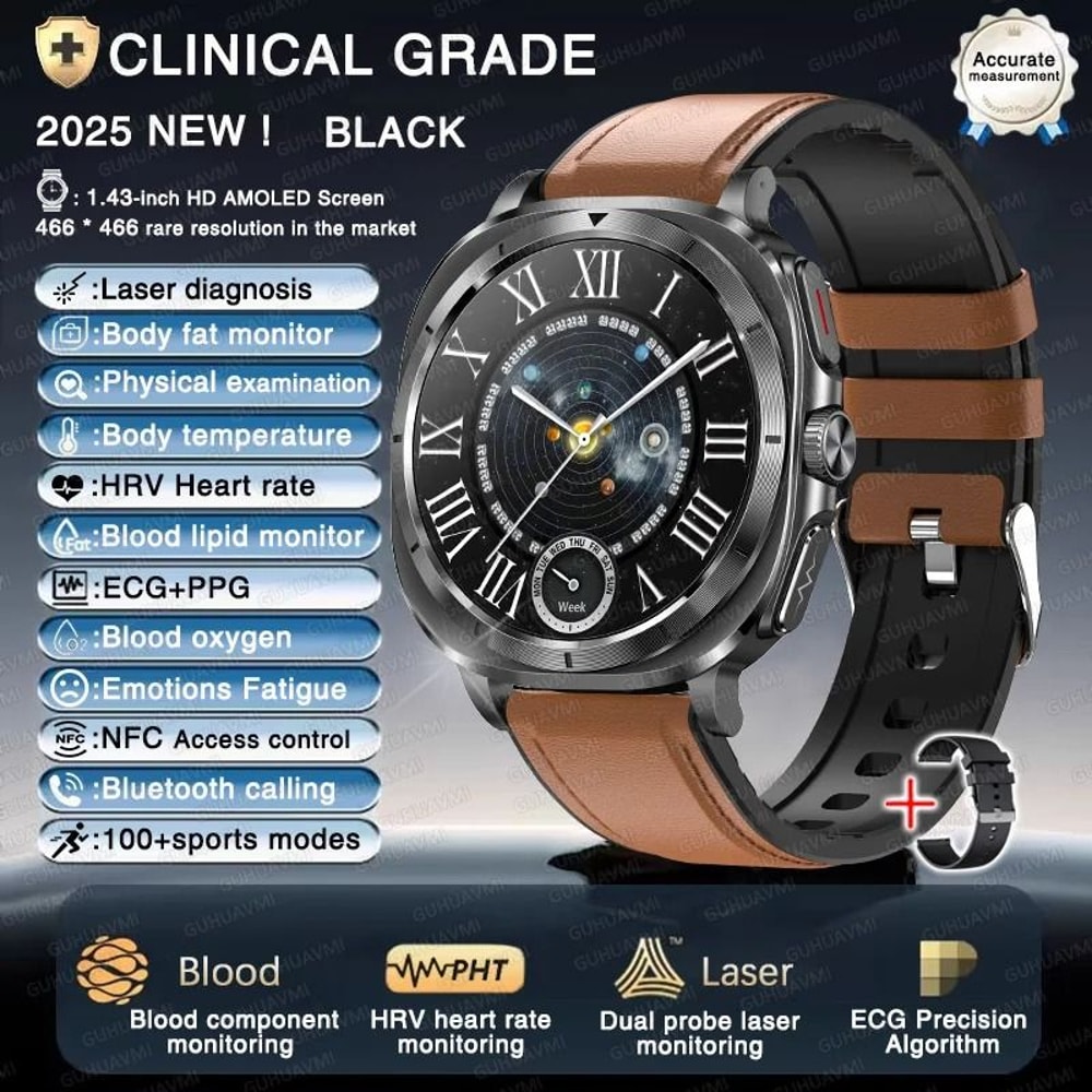 2025 Nursing Health Smart Watch ECG Uric Acid Body Analysis Executive Blood Lipid BP Monitoring 10