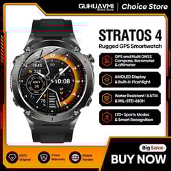 genuine stratos 4 gps smartwatch | 1.43" amoled hd display | executive compass & barometric altimeter suite