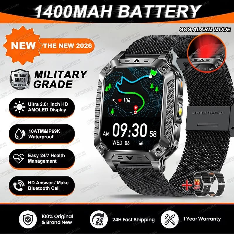 TANK Elite Military GPS Smartwatch 1400mAh Battery 201 AMOLED Executive 10ATM SOS Flashlight Sy 16