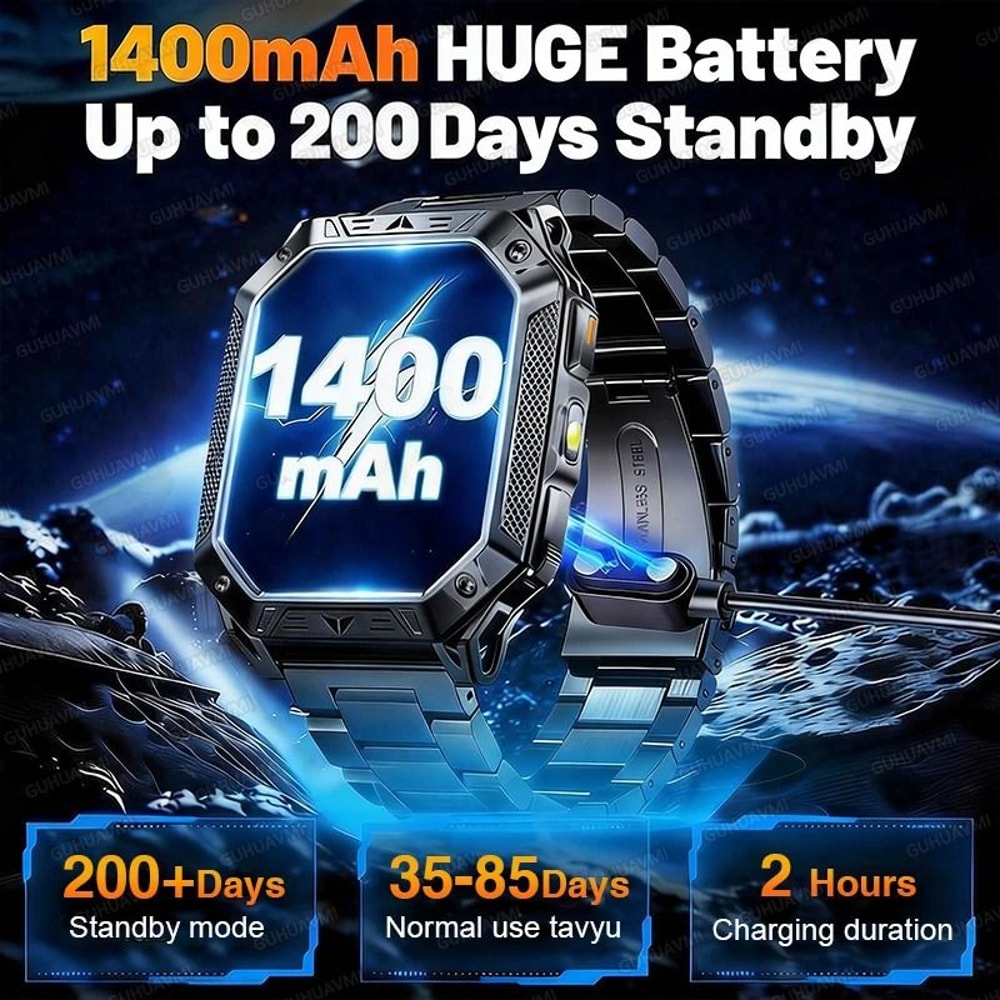 TANK Elite Military GPS Smartwatch 1400mAh Battery 201 AMOLED Executive 10ATM SOS Flashlight Sy 1