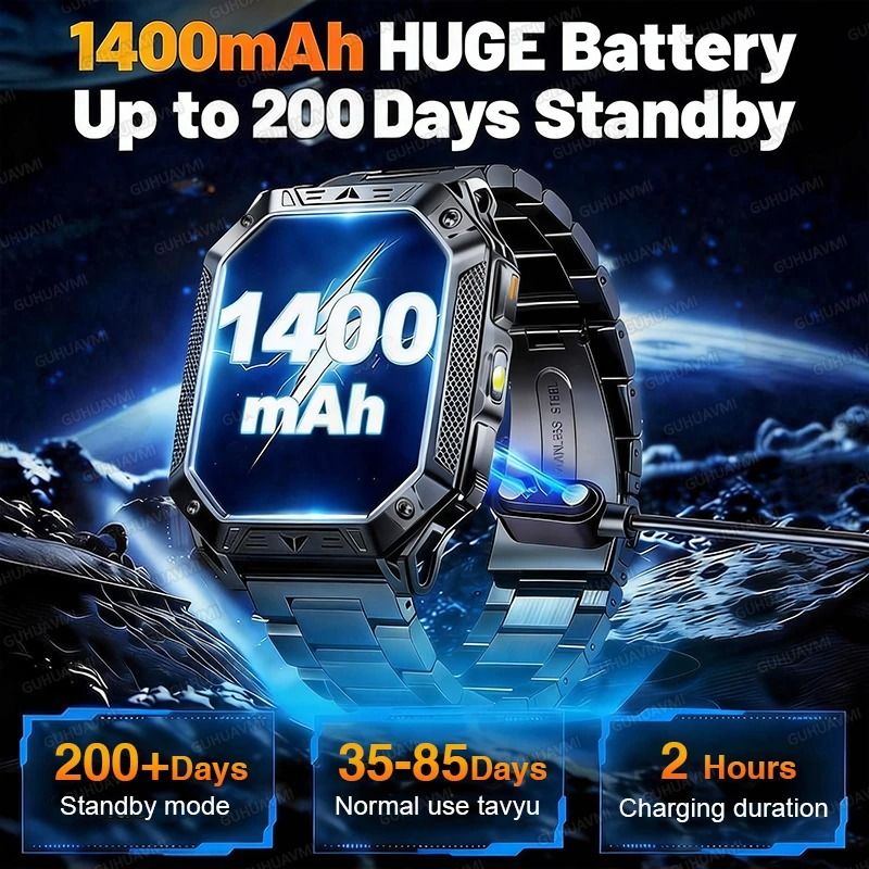TANK Elite Military GPS Smartwatch 1400mAh Battery 201 AMOLED Executive 10ATM SOS Flashlight Sy 1