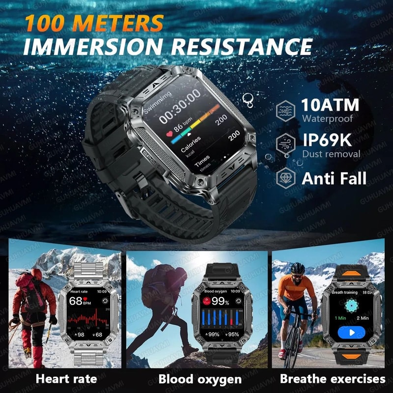 TANK Elite Military GPS Smartwatch 1400mAh Battery 201 AMOLED Executive 10ATM SOS Flashlight Sy 2