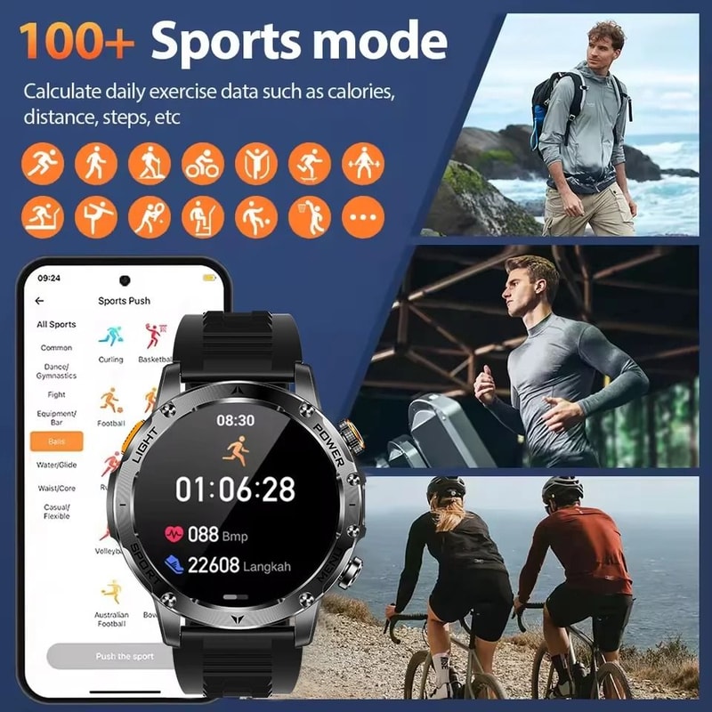 Military Grade 1000mAh Smart Watch AMOLED HD GPS Tracker Executive IP68 Waterproof Sports System 4