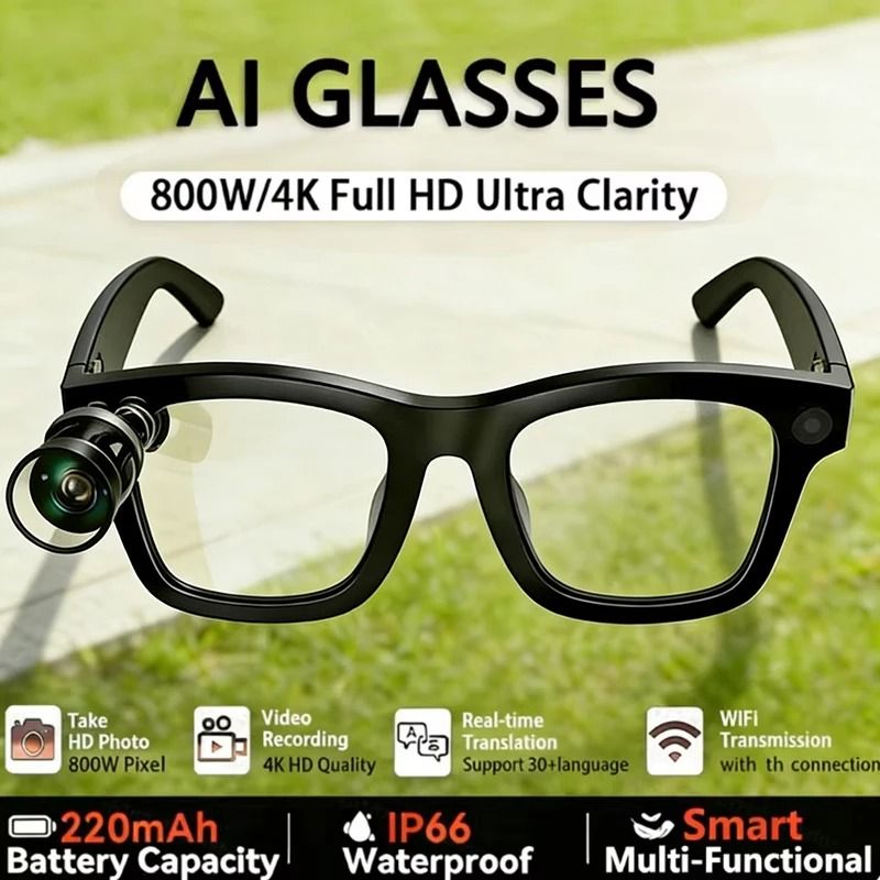 4K HD AI Smart Vision Glasses 8MP Video Photography AI Translation Executive Waterproof Cam Blue 0