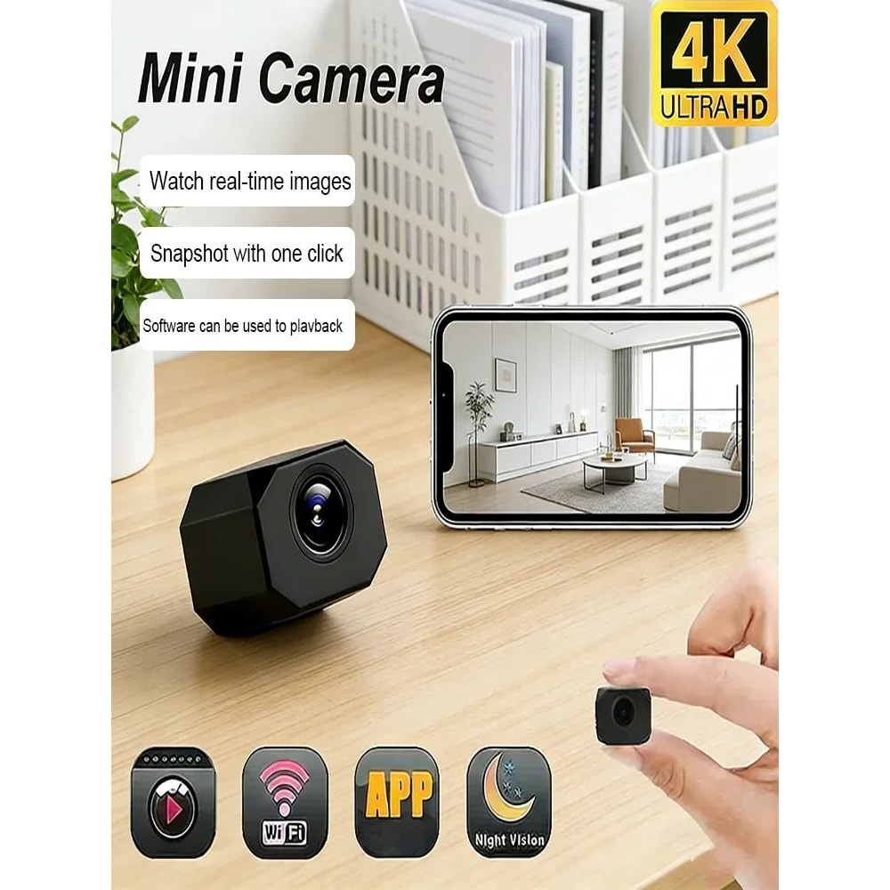 HD 4K Mini Surveillance Camera WiFi Remote Monitoring Night Vision Executive Portable Home Secur 1
