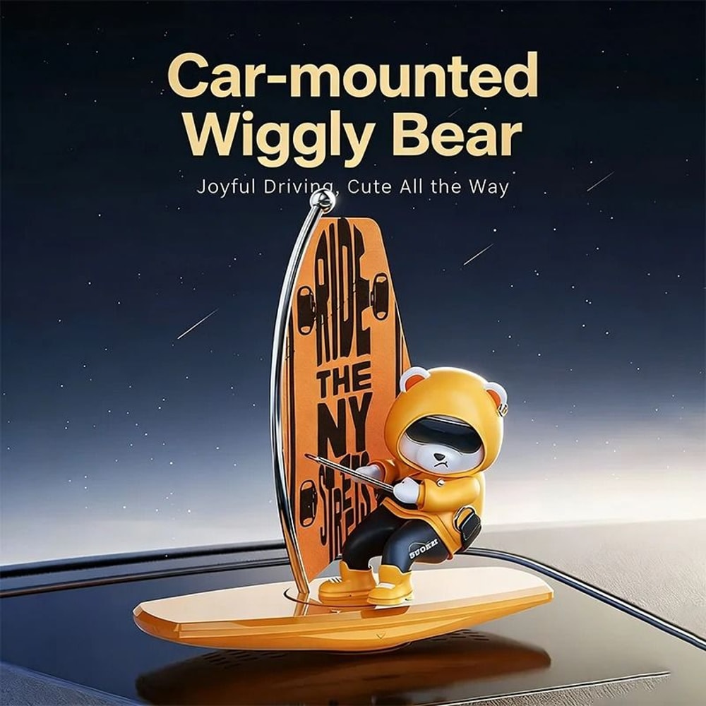 Wiggly Bear Sailing Ornament Kinetic Dashboard Anchor Magnetic Number Plate 1