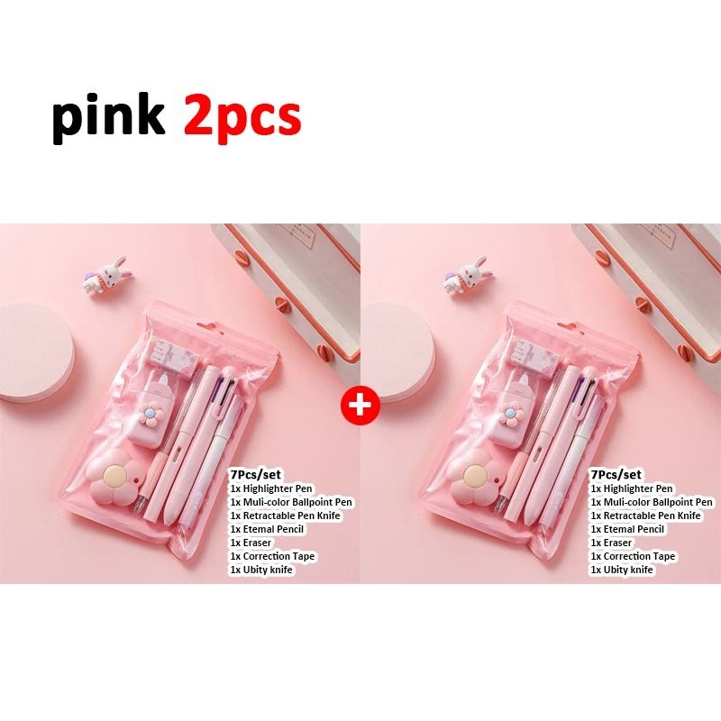 Complete 7in1 Stationery Set Back To School Gift With Eternal Pencil Correction Tape And MultiColor 12