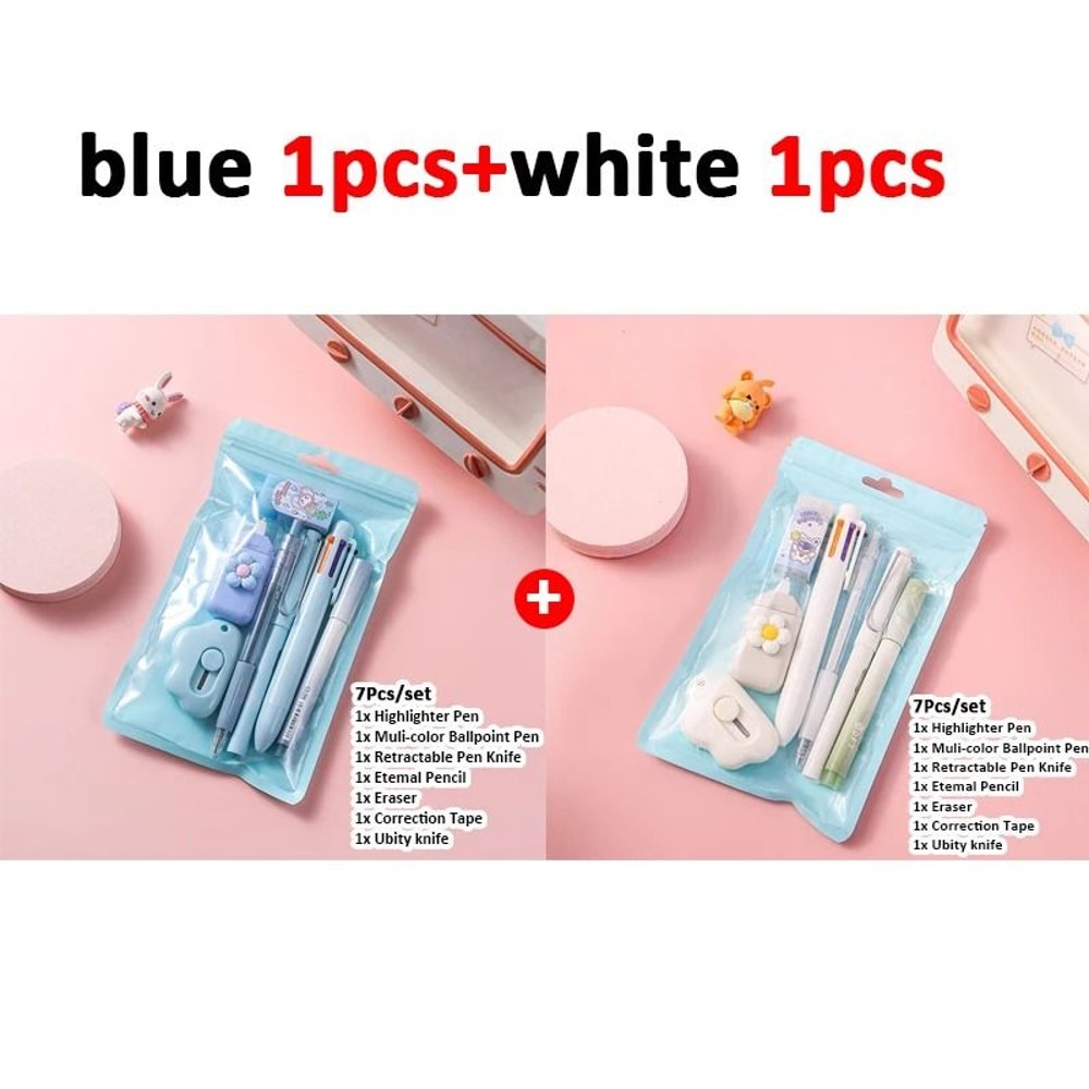 Complete 7in1 Stationery Set Back To School Gift With Eternal Pencil Correction Tape And MultiColor 17