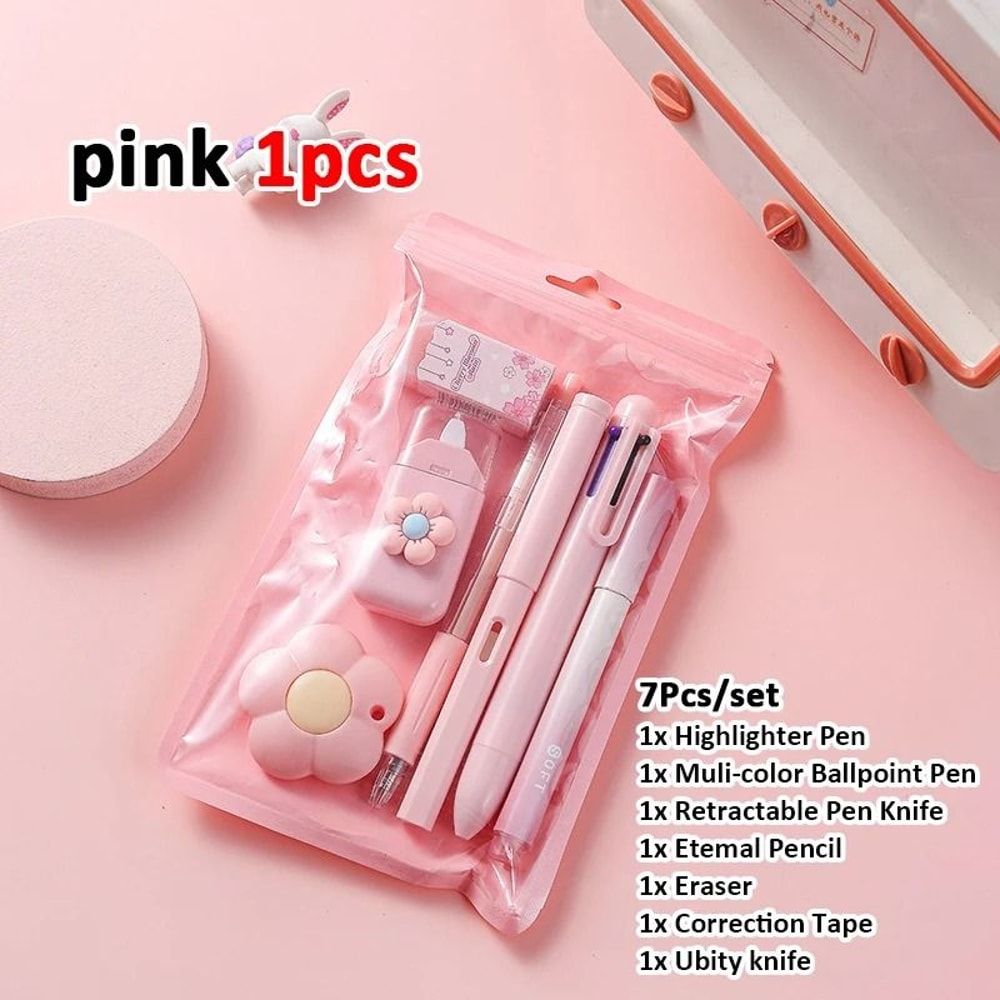Complete 7in1 Stationery Set Back To School Gift With Eternal Pencil Correction Tape And MultiColor 8