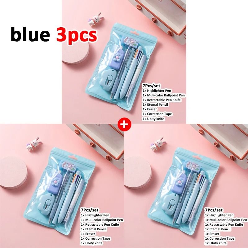 Complete 7in1 Stationery Set Back To School Gift With Eternal Pencil Correction Tape And MultiColor 21