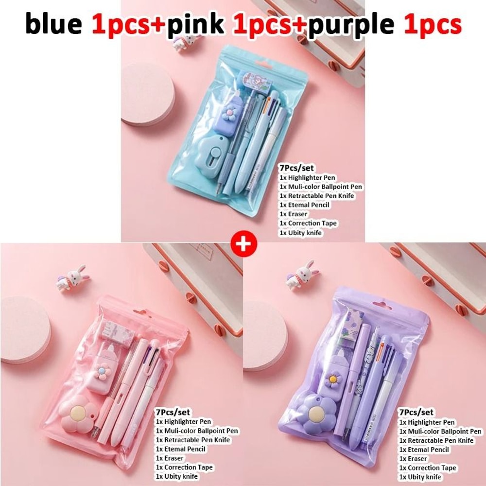 Complete 7in1 Stationery Set Back To School Gift With Eternal Pencil Correction Tape And MultiColor 25