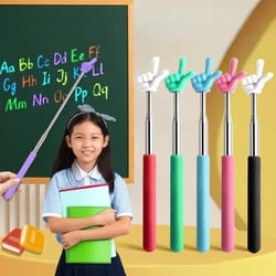 telescopic teaching pointer with finger design stainless steel extendable whiteboard presentation rod