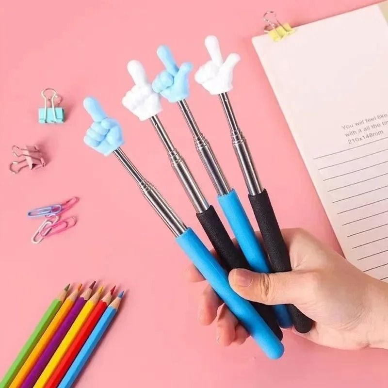Telescopic Teaching Pointer With Finger Design Stainless Steel Extendable Whiteboard Presentation R 4