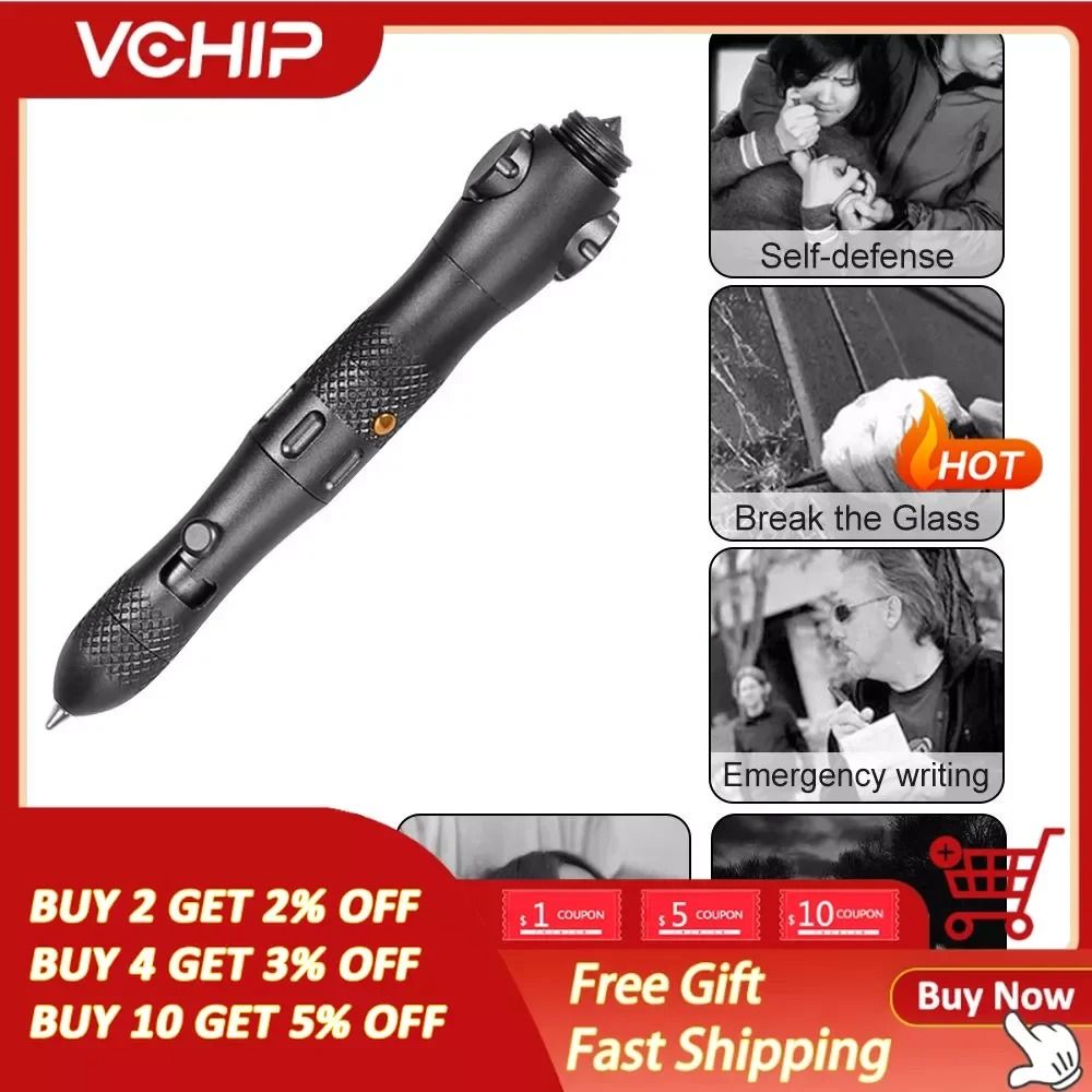 Tactical Decompression Gyro Pen With Integrated LED Light And Window Breaker Emergency Survival Too 0