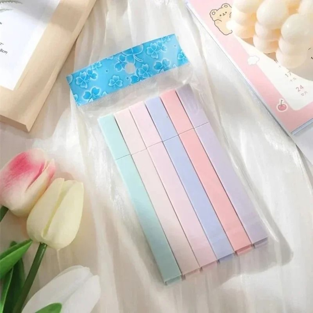 Pastel Color Highlighter Set 6pcs Kawaii Soft Tip Markers For Japanese Stationery Lovers And School 5