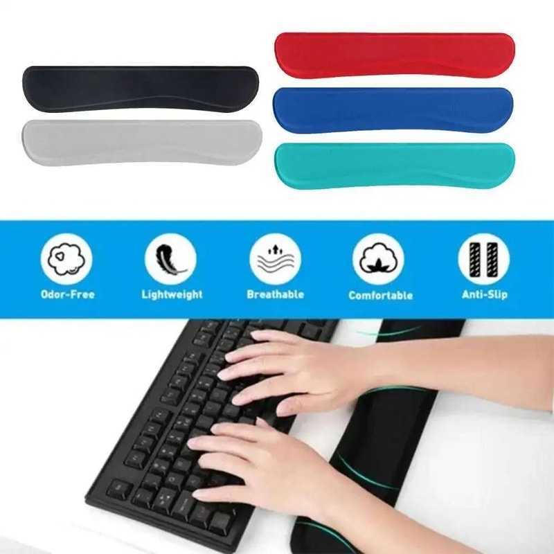 Memory Foam Keyboard Wrist Rest Pad NonSlip Superfine Fibre Ergonomic Support For Gaming And Office 1