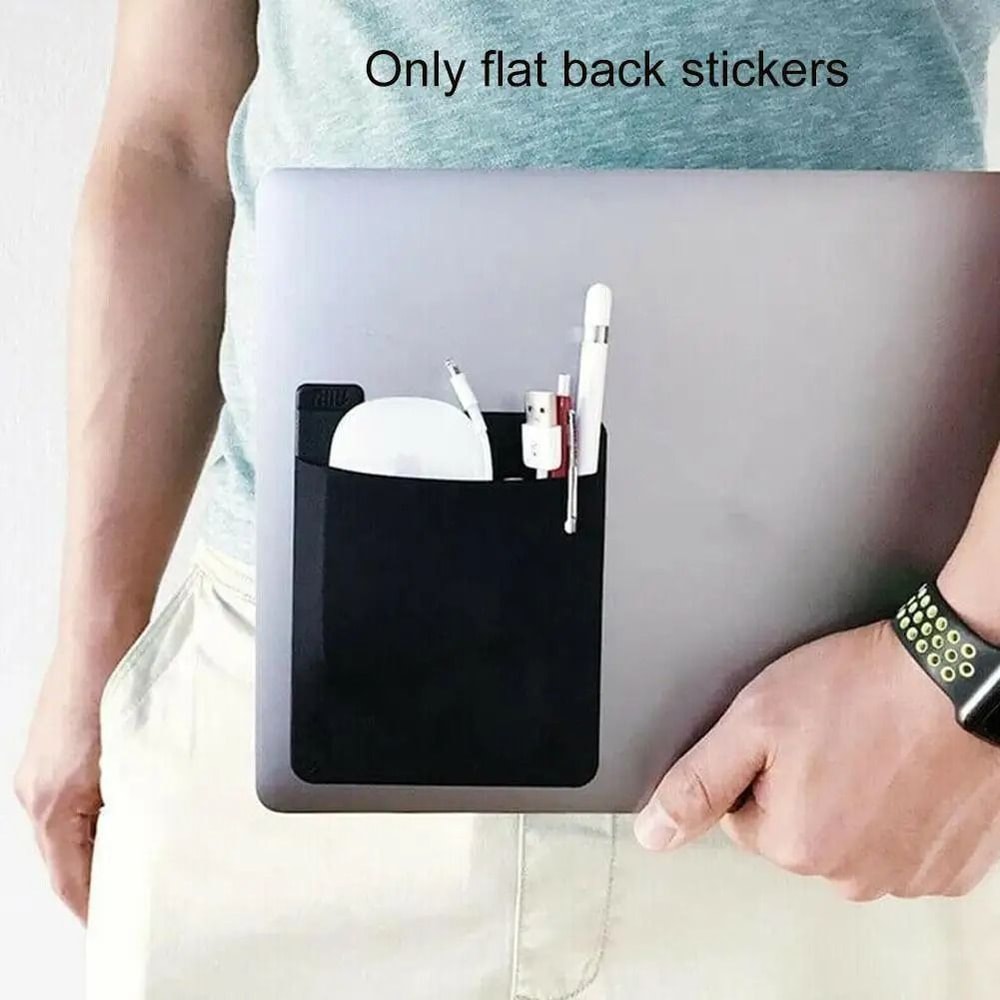 Laptop External Adhesive Storage Sleeve Universal BackMount Pocket For Hard Drives Mice And Tech Ac 2