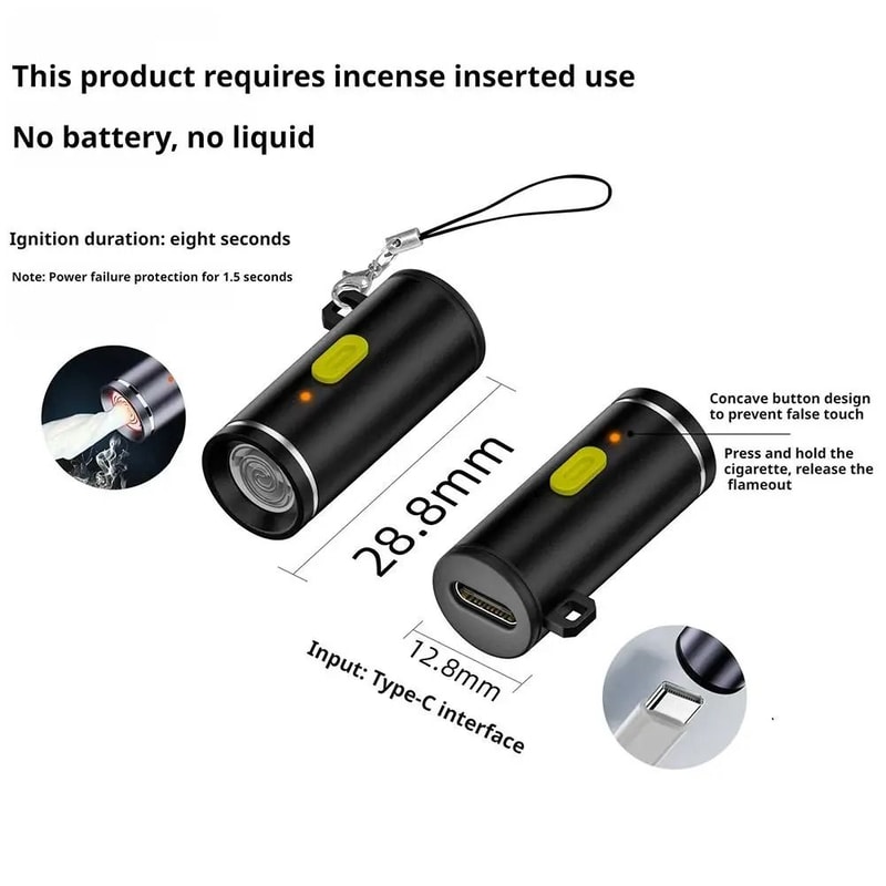 Miniature TypeC Powered Flameless Electric Lighter Aluminum Alloy Travel Ignition Tool 5