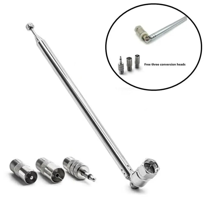 HighFidelity 76cm Telescopic DABFM Radio Antenna Universal 4Piece Aerial Set With MultiAdapter Log 0
