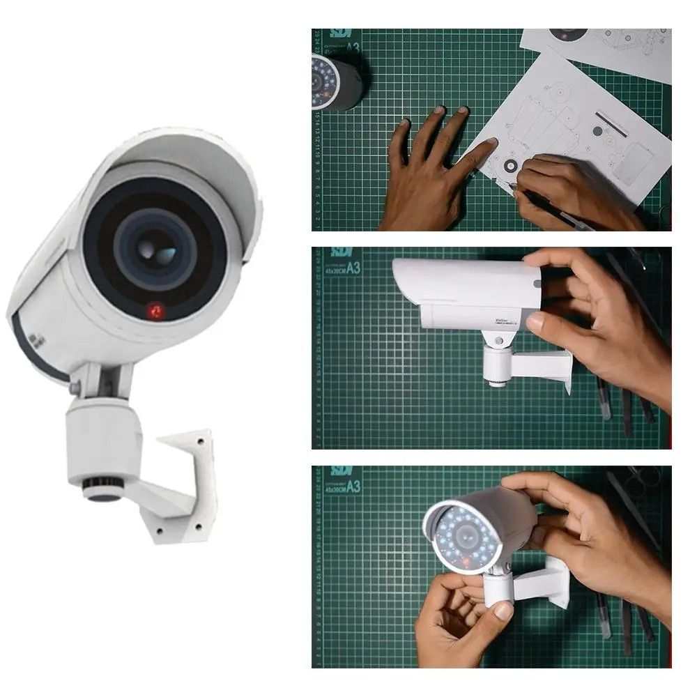Realistic DIY Dummy Surveillance Camera Waterproof IndoorOutdoor Fake CCTV With LED Flashing Light 1