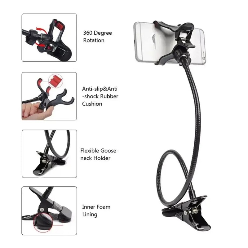 Universal 75cm Flexible Lazy Bed Holder HighStability Gooseneck Phone Bracket For Desk Bedside 1