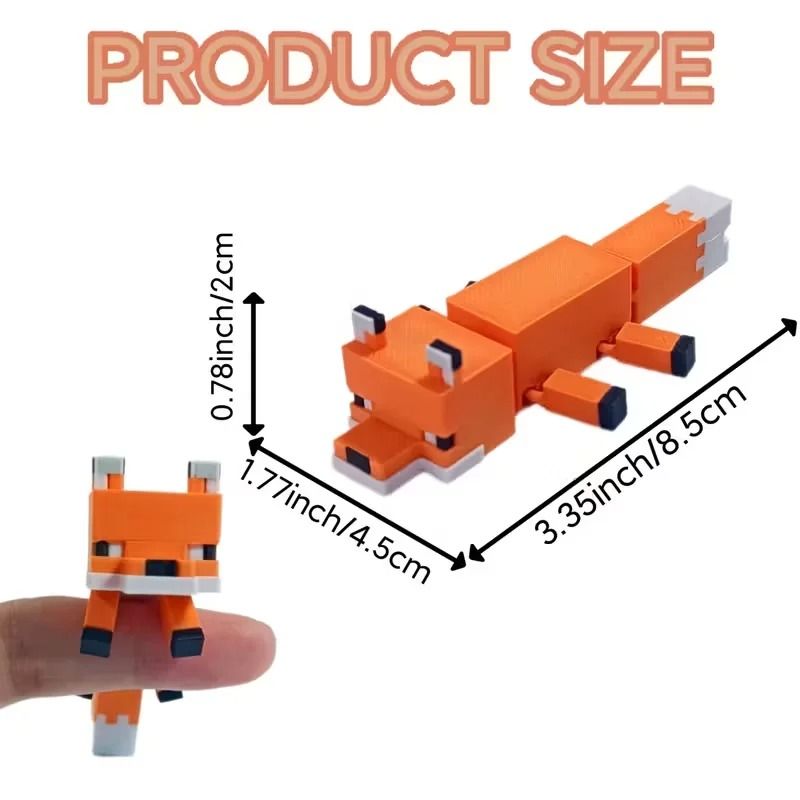 Articulated 3D Pixel Fox Figurine HighDurability Kinetic Desktop Decor Collectible Display 5