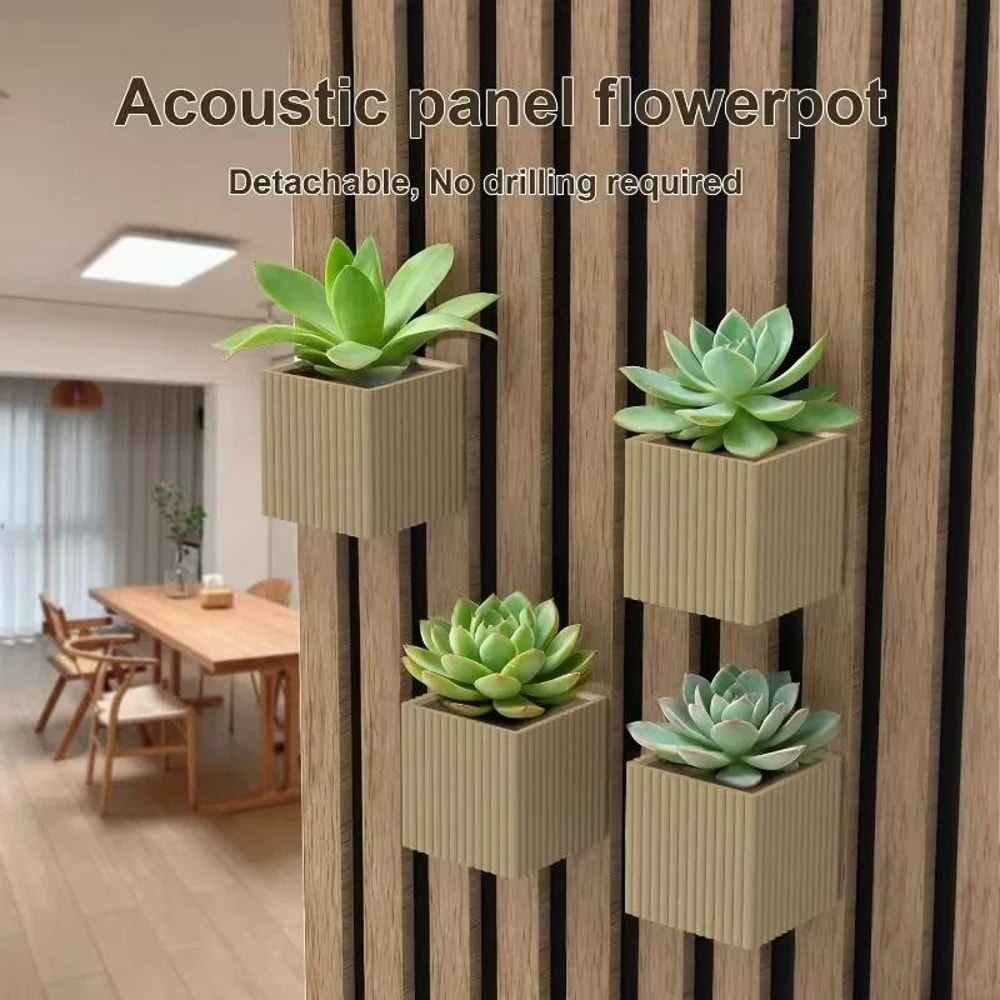 Square Acoustic Panel Planter Storage Box HighFidelity NoDrill Greenery Rack For Home Studios Of 1