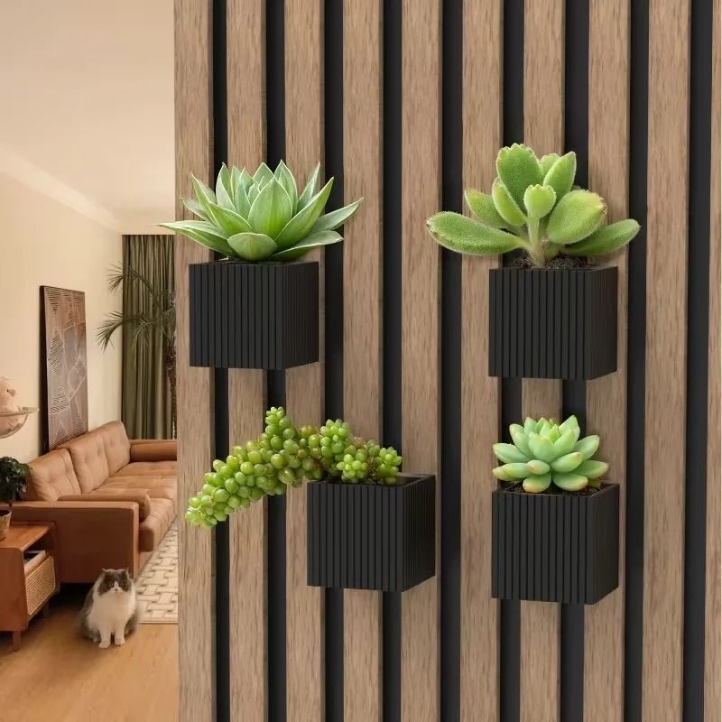 Square Acoustic Panel Planter Storage Box HighFidelity NoDrill Greenery Rack For Home Studios Of 3