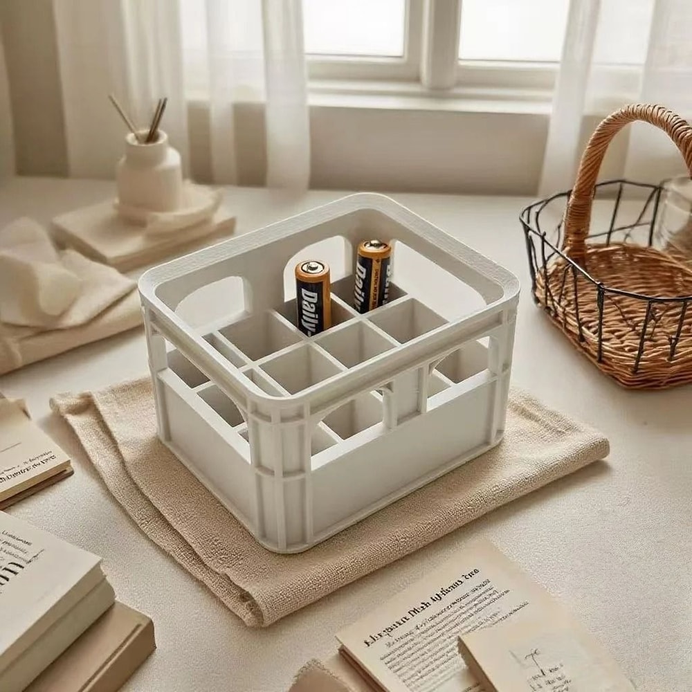 Industrial Retro AA Battery Crate HighStability Miniature Storage Basket Desktop Technical Decor 0