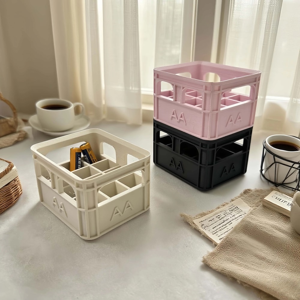 Industrial Retro AA Battery Crate HighStability Miniature Storage Basket Desktop Technical Decor 3