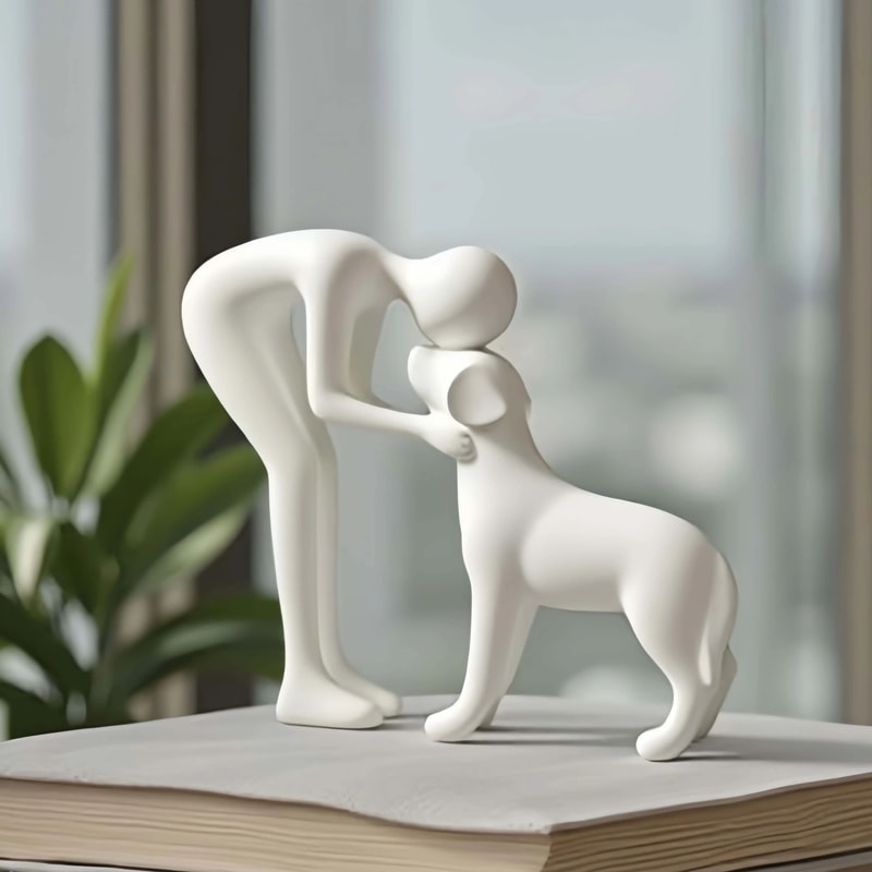 Minimalist Dog Owner Emotional Sculpture HighFidelity Sculptural Desktop Decor Heartfelt Home Ga 2