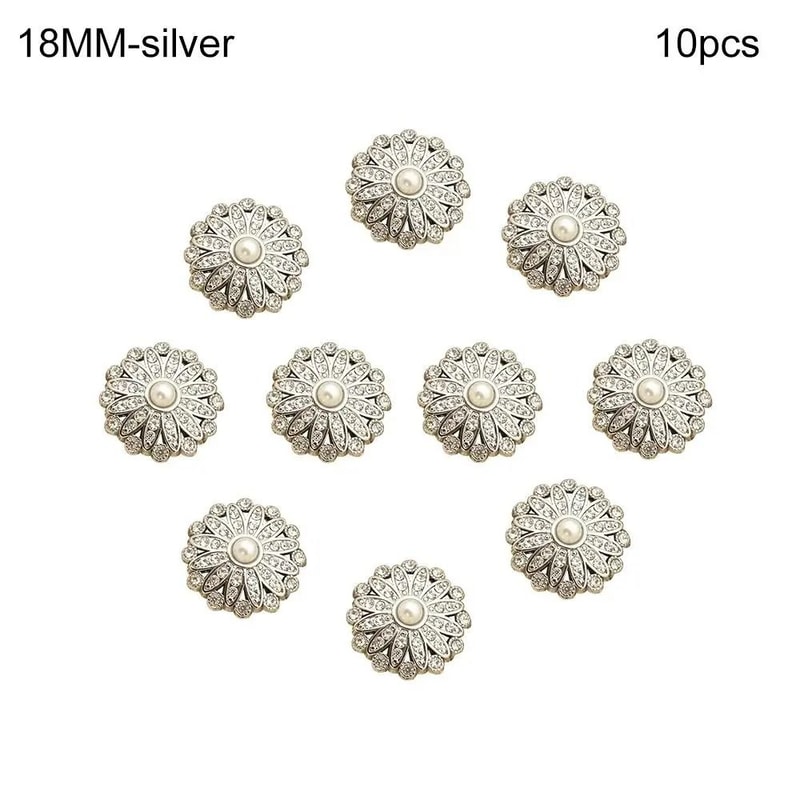 Retro Metal Pearl Button Gallery HighFidelity DiamondEncrusted Clothing Accents Sewing Jewelry 7