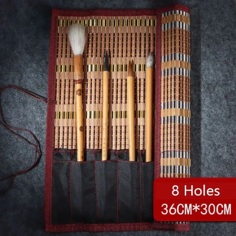 Retro Bamboo Calligraphy Brush Roll HighFidelity Professional Art Curtain Large Capacity Pouch 7