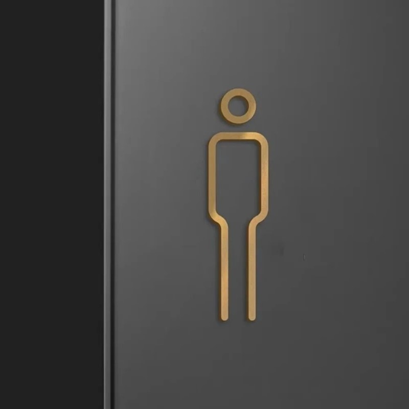 Architectural Brass Toilet Signage HighFidelity Male Female Door Labels With Professional Gold Fi 1