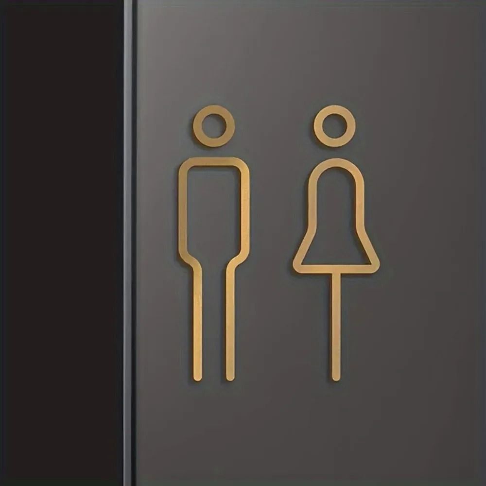 Architectural Brass Toilet Signage HighFidelity Male Female Door Labels With Professional Gold Fi 6