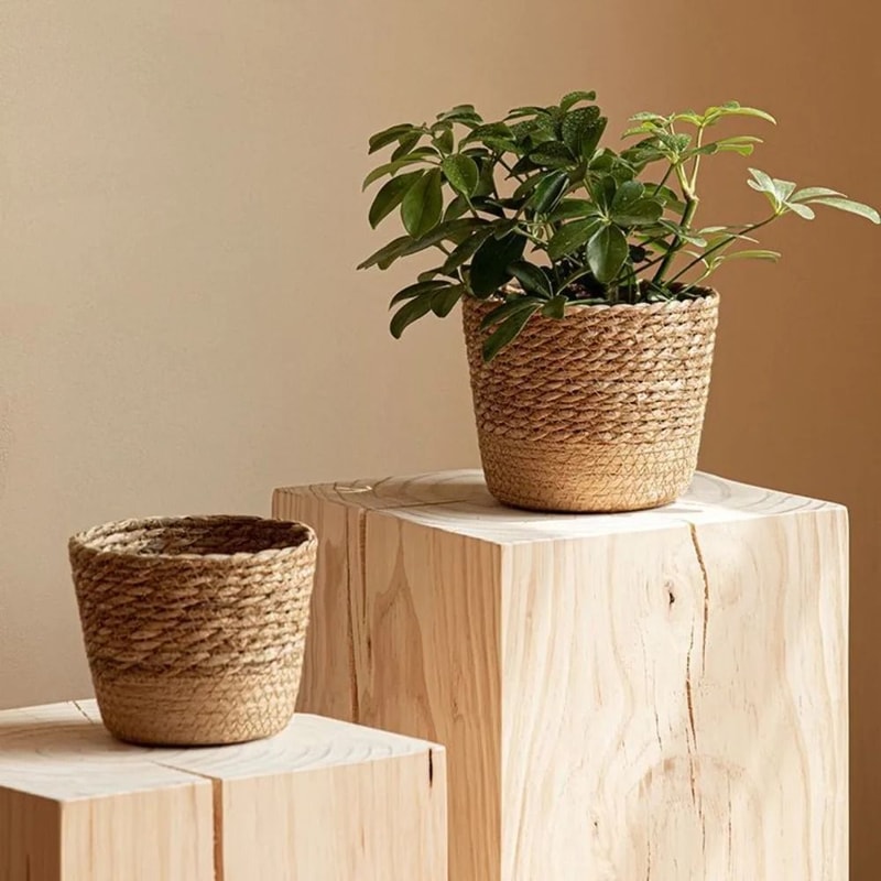 Handmade Straw Weaving Gallery HighFidelity Woven Rattan Planter Professional Botanic Storage Tec 3
