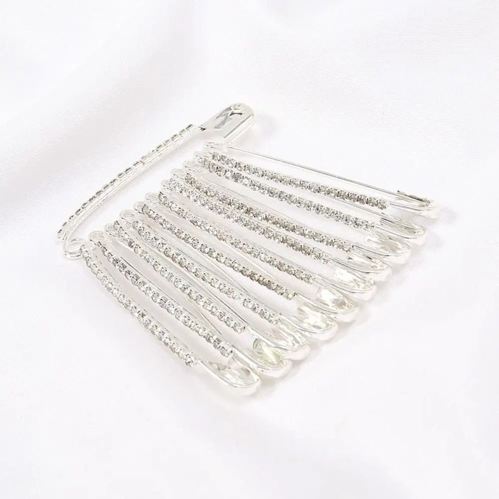 Rhinestone Safety Pin Gallery HighFidelity Gold Alloy Brooch Professional Garment Stabilization T 6