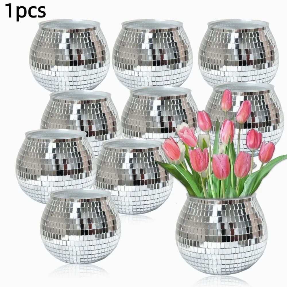 Architectural Disco Planter Gallery HighFidelity MirrorGlass Vase Professional Reflective Botanic 0