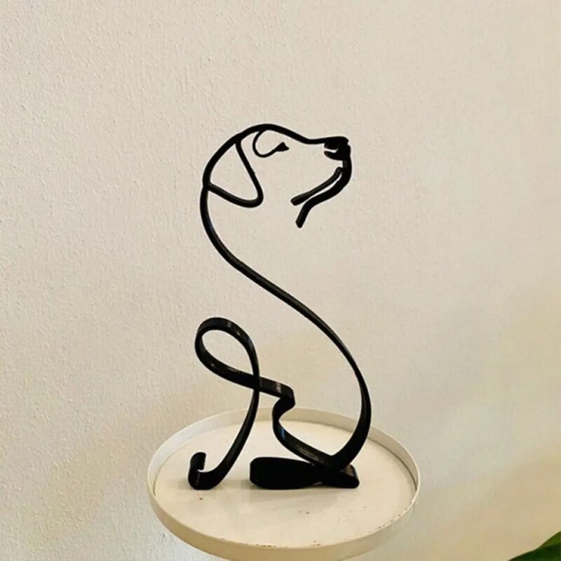 Abstract Dog Art Figurine Wrought Iron Minimalist Sculpture Logic 10